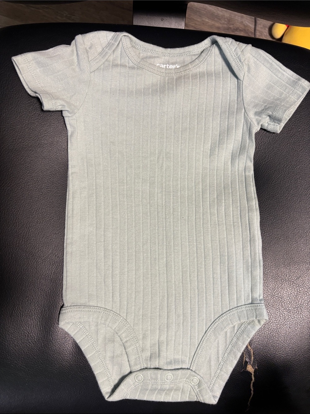 Carter's Ribbed Short-Sleeve One-Piece in Sage Green
